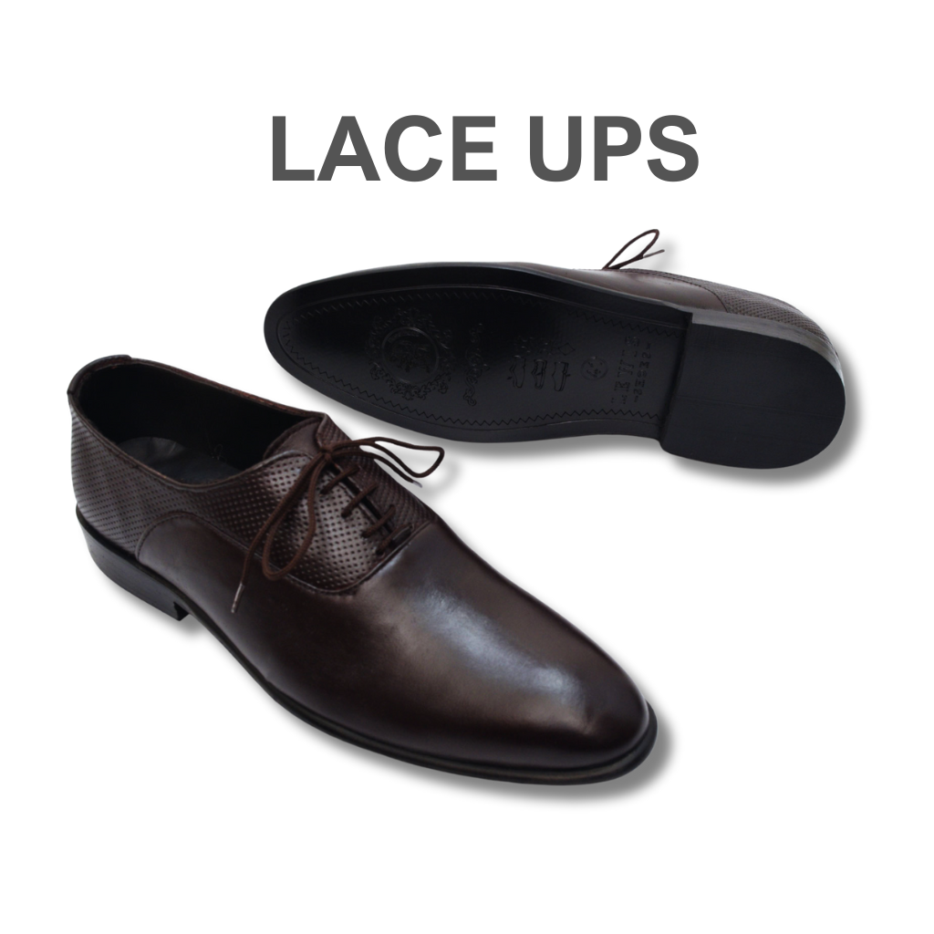 Elegant brown leather lace-up shoes for men by Lewis Shoes. Stylish design with perforated details and durable sole, perfect for office, business, and formal wear. Shop premium footwear now!