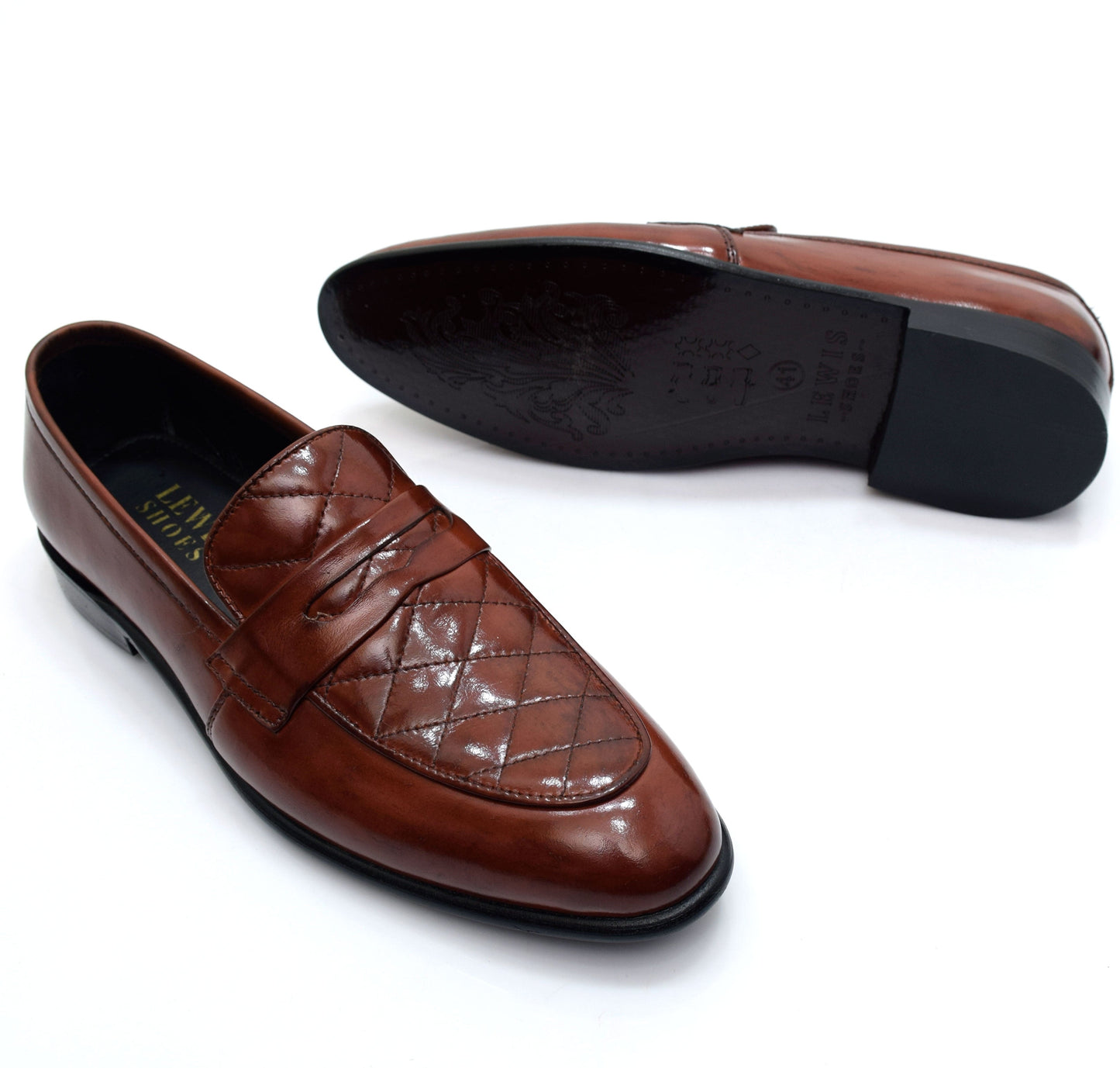 Quilted Brown Leather Loafers