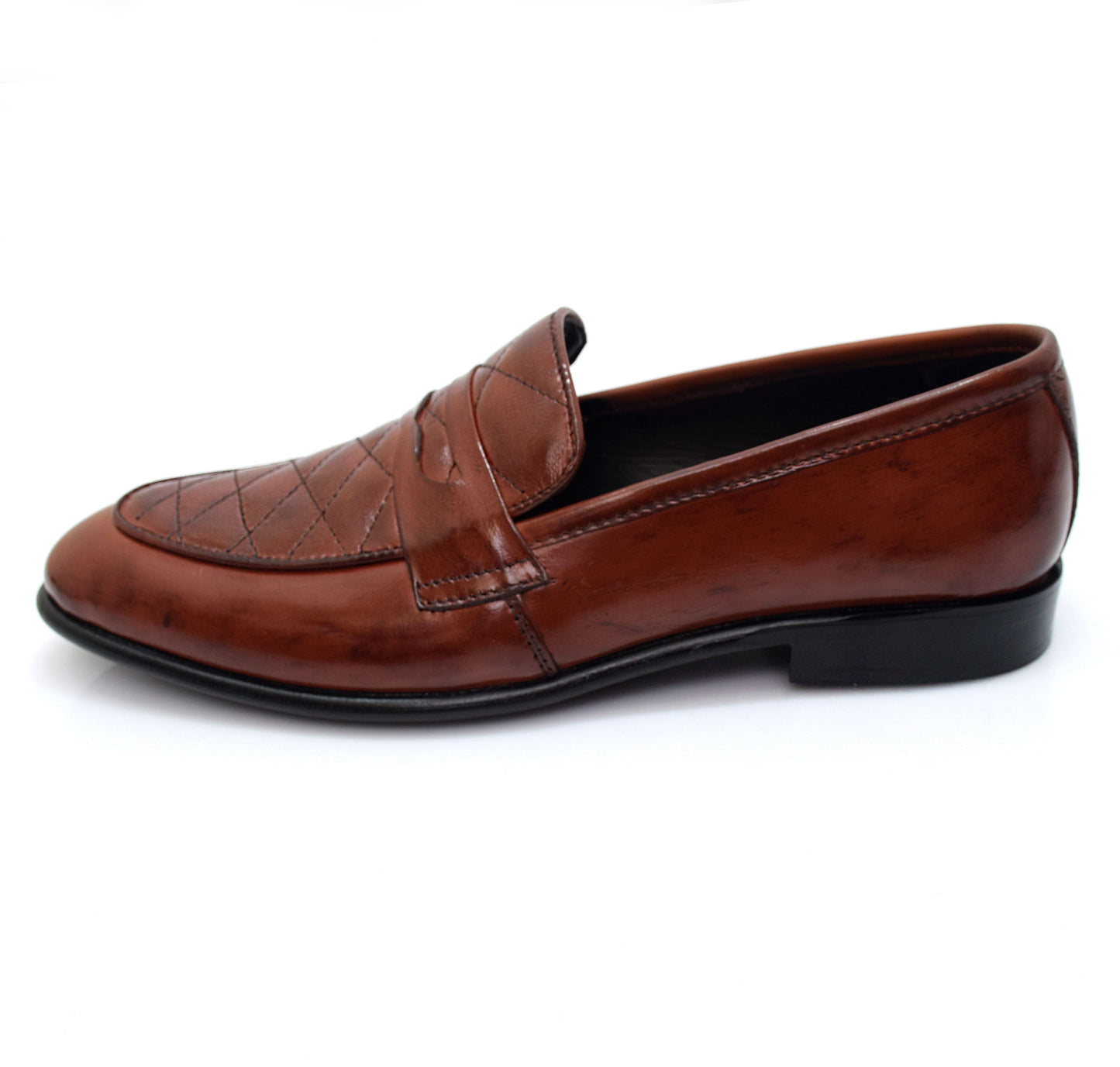 Quilted Brown Leather Loafers