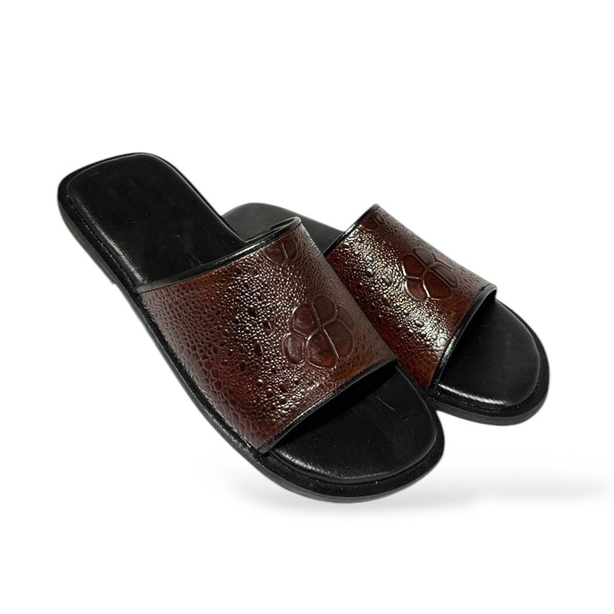 Lewis Embossed Leather Slides