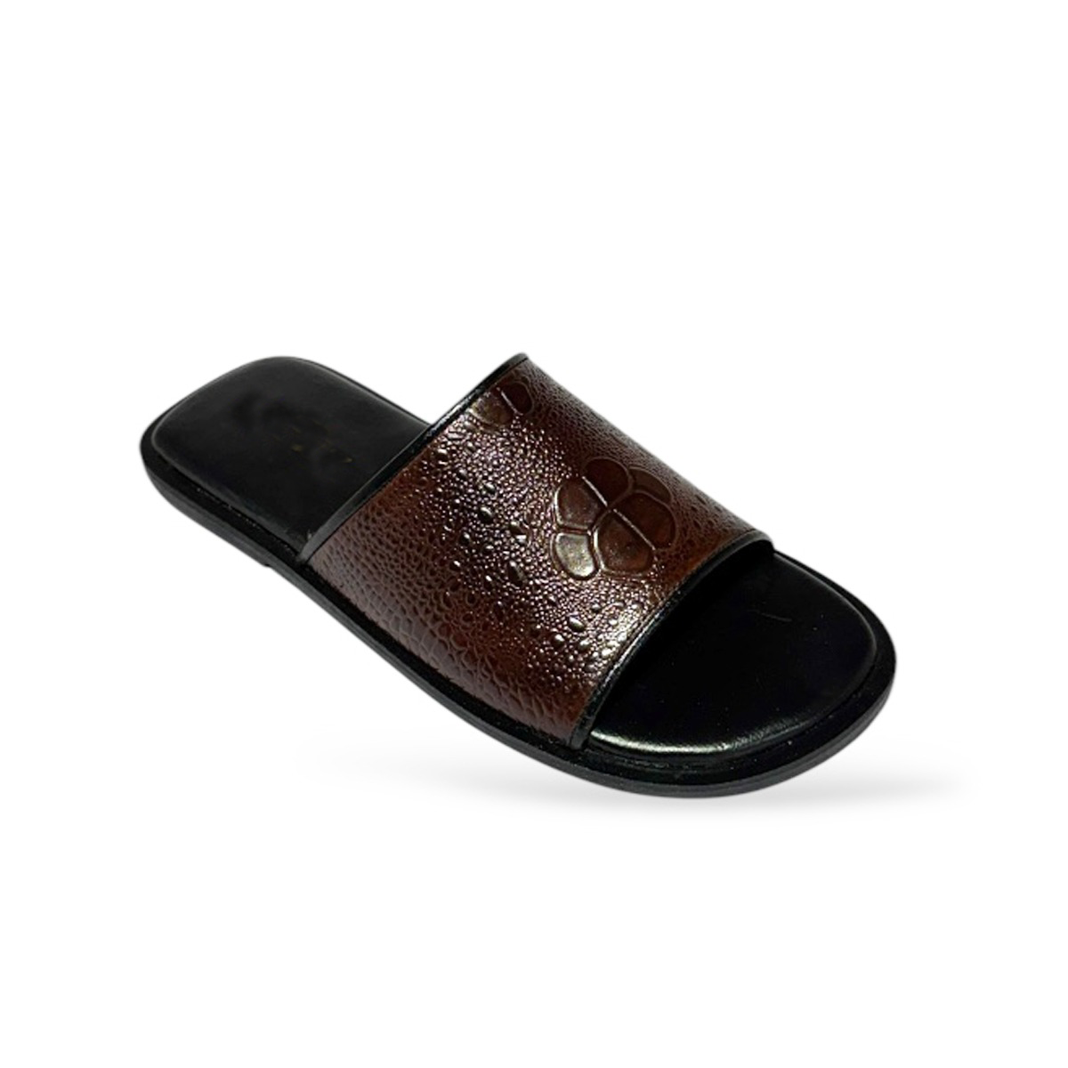 Lewis Embossed Leather Slides