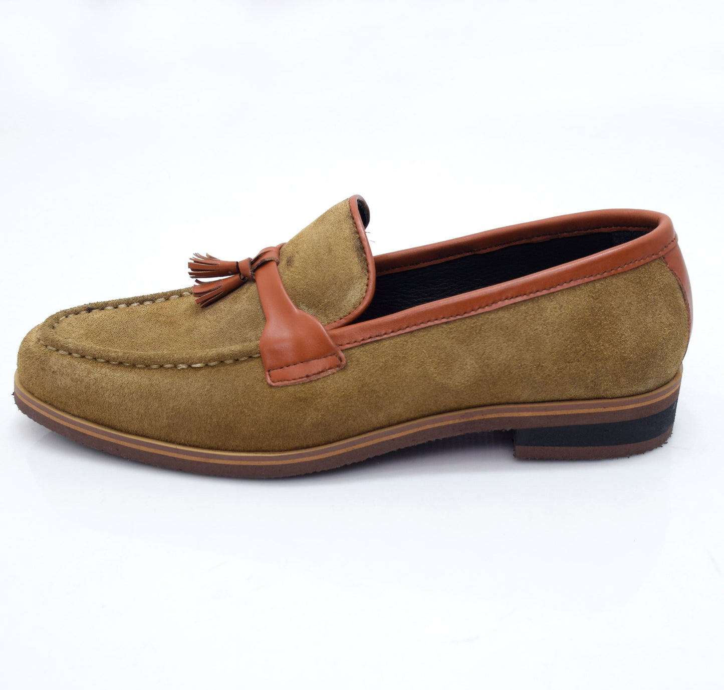 Rustic Charm Suede Loafers with Tassels