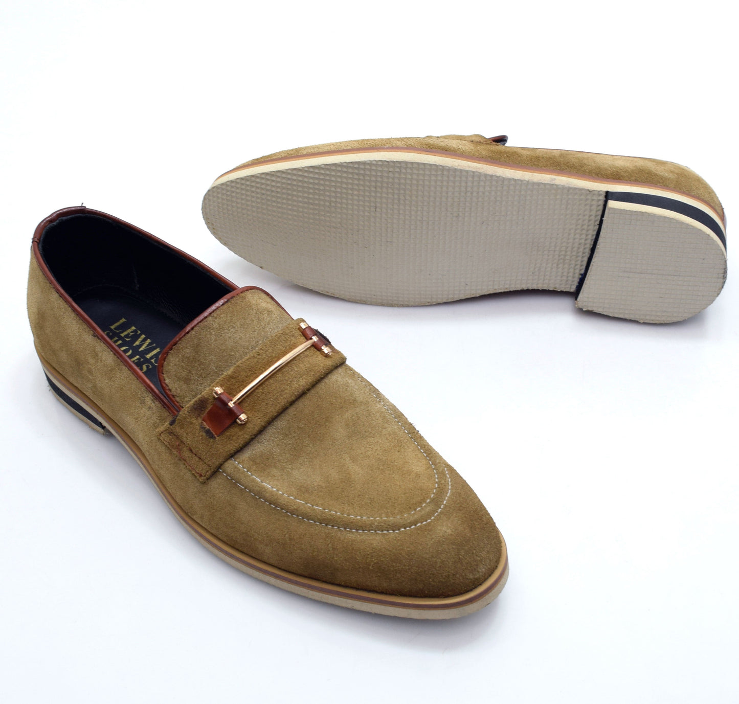 Tan Suede Loafers with Minimalistic Accent