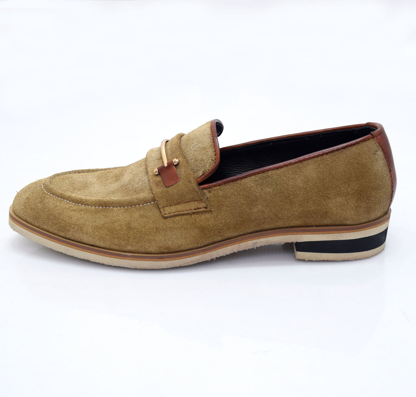 Tan Suede Loafers with Minimalistic Accent