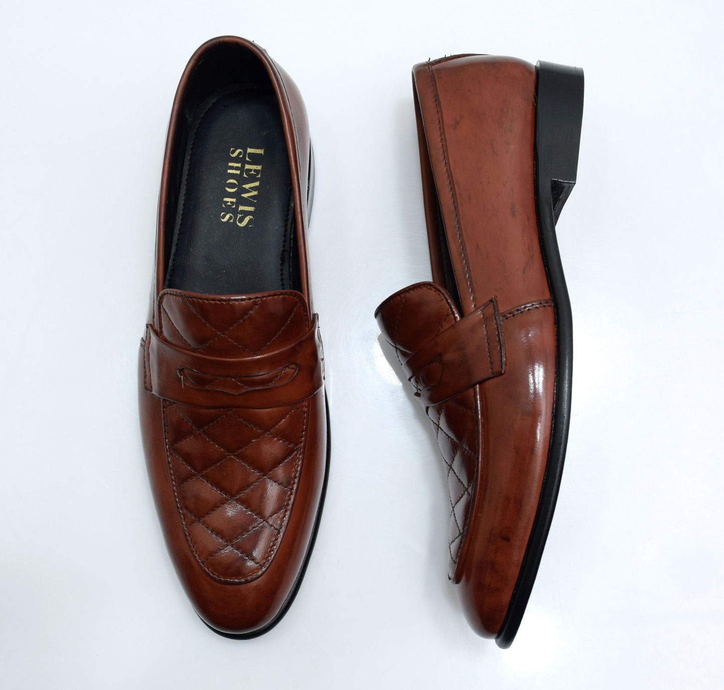 Quilted Brown Leather Loafers