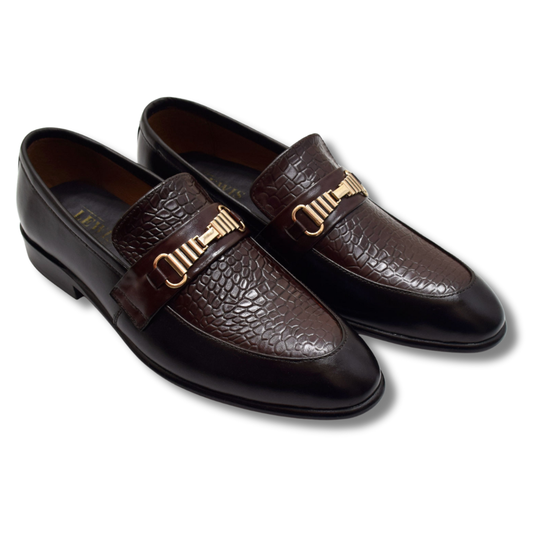 Two-Tone Croc-Embossed Loafers